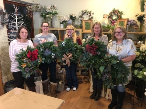 Christmas wreath workshops - the finished articles